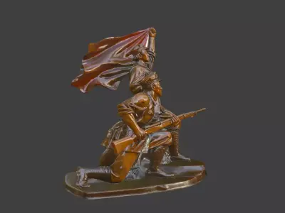 Military sculpture warrior  military battle war hero  soldier 3D print model 4