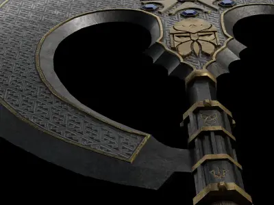 Slavic viking great fantasy axe Low-poly 3D model
