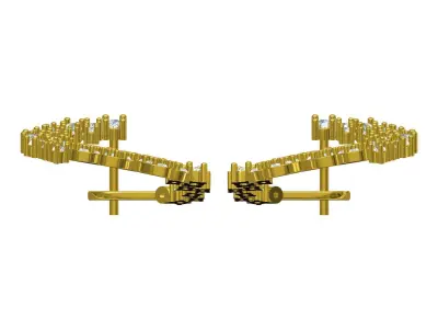Antique Flower Branch Diamond Earring 3D print model