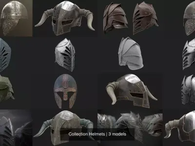 Collection Helmets viking helmet 3D Model Pack