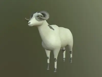 Sheep with long horns 3D model