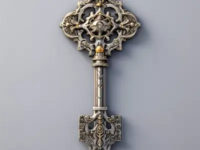 Ornate Antique Key 3D Model Low-poly 3D model
