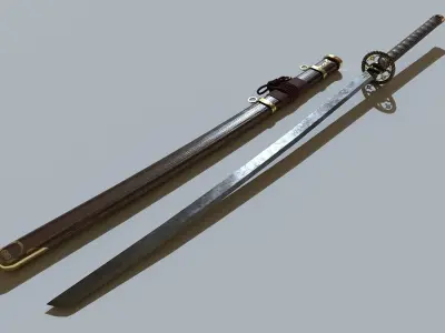 Katana samurai sword Low-poly 3D model order