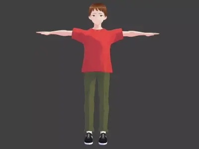 Rigged Anime Tween Boy with over 50 Shape Keys Free low-poly 3D model