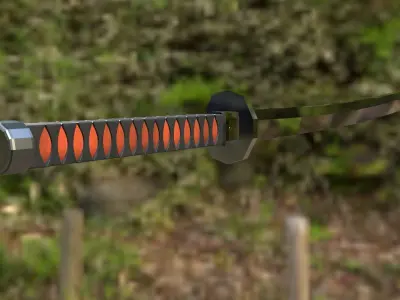 Japanese samurai katana PBR low poly game ready Low-poly 3D model