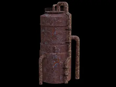 Old Rust Water Tower Low-poly 3D model