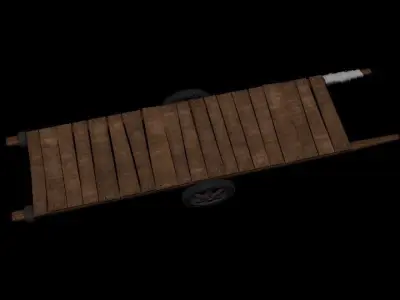 handcart wooden cart Low-poly 3D model