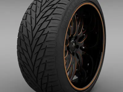 Savini Forged SV-25S Wheel and Tire 3D model
