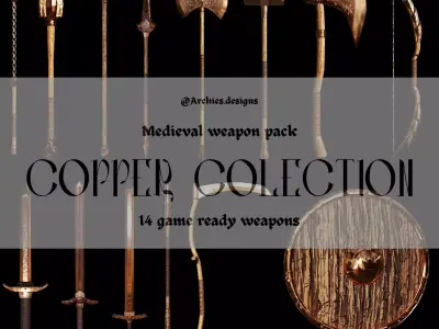 Medieval Weapon Colection Low-poly 3D model