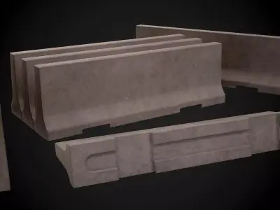 Simple concrete barricade Free low-poly 3D model