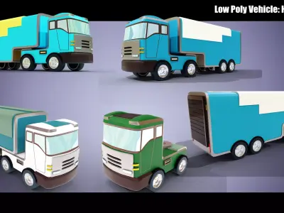 Low Poly Vehicle -  HGV Truck Low-poly 3D model