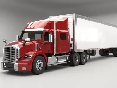Generic Semi Truck Sleeper Cab and Refrigerated US Trailer Low-poly 3D model