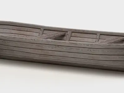Wooden boat Low-poly 3D model