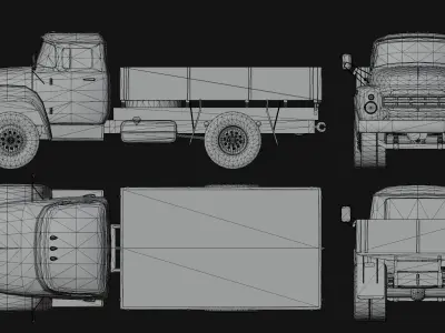 Soviet Military Truck Low-poly 3D model