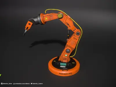Mechanical Arm - Lowpoly - 4k Textures - Rigged Low-poly 3D model