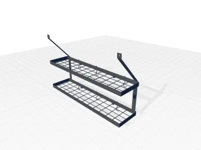 Custom Wall Mounted Double Pot Rack 3D model