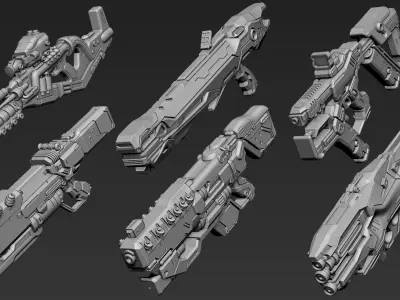 3D Printable Sci-Fi Weapon Part 5 3D model