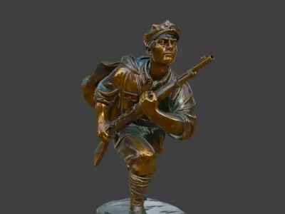 Military sculpture warrior  military battle war hero  soldier 3D print model 9