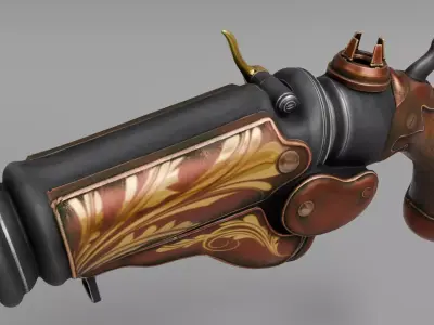 Steampunk gun Low-poly 3D model order
