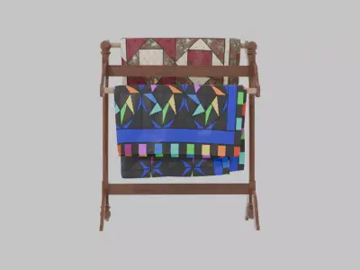 Antique Quilt Stand with Quilts 3D model