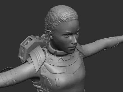 Sci-fi Female soldier sculpt 3D model