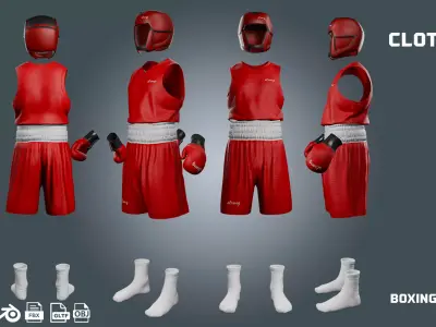 boxing - clothyfic outfits Low-poly 3D model