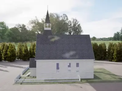 18th Century Gothic Church  Colonial American Chapel   Low-poly 3D model