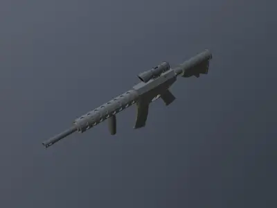 Low Poly Gun M4 Carbine Low-poly 3D model