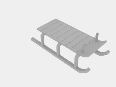  Wood Sledge  Low-poly 3D model