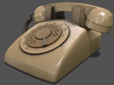 Lowpoly Pbr Vintage Phone Low-poly 3D model