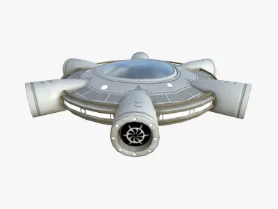 Alien Spaceship UFO J09 Full White - Sci Fi Spacecraft Design Low-poly 3D model
