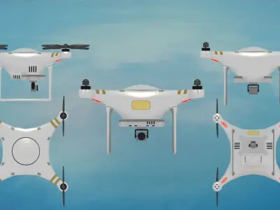 Drone with Turret and Controller Low-poly 3D model