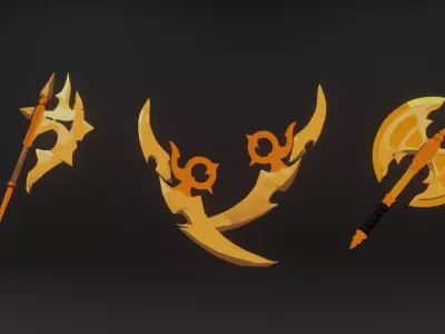 Fantasy Artix Axe Pack  Low-poly 3D model