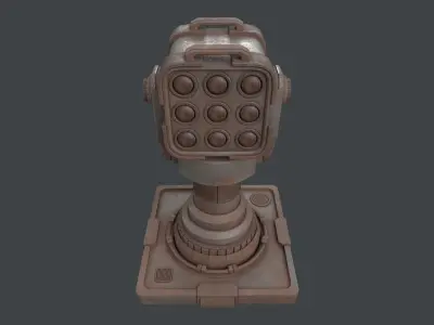Simple 3x3 Rusty Missile Turret 3D model