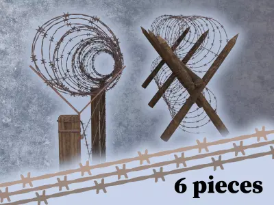 Barbed Wire Pack Low-poly 3D model