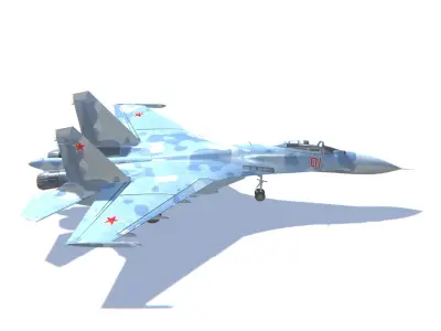 SU-27 Flanker Jet Fighter Aircraft Low-poly 3D model