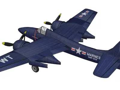 Grumman F7F Tigercat Low-poly 3D model purchase