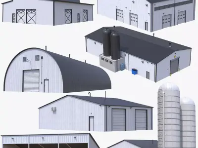 7 PBR Farm Buildings Collection 3D Model Pack