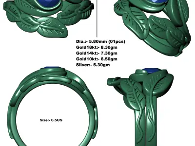 Antique Leaf Branch Wedding Ring 3D print model