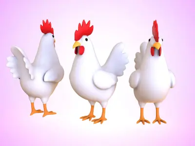 Cartoon Chicken Cute 02 Low-poly 3D model
