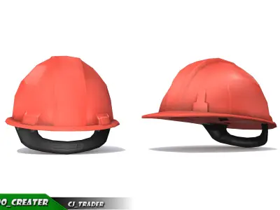 Worker Helmet Red Safety Helmet Lowpoly 3d model Low-poly 3D model