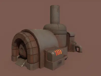 Retrofuturism Stylized Scifi Megaforge Low-poly 3D model