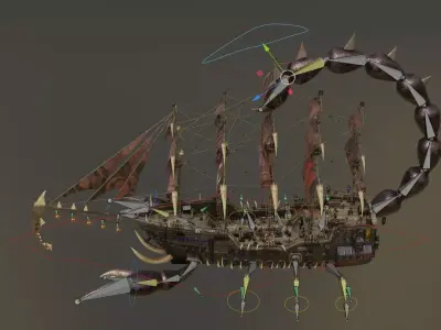 Scorpion War Ship Model Rig Low-poly 3D model