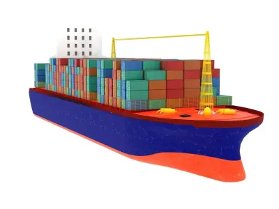 Container Ship Low-poly 3D model