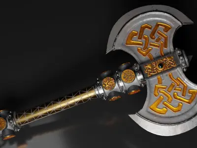 Viking Axe 3D model 9