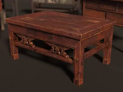 3D Antique Asian Chinese style furniture tables cabinets Low-poly 3D model