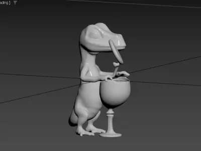 Lizard Holding Cocktail Low-poly 3D model