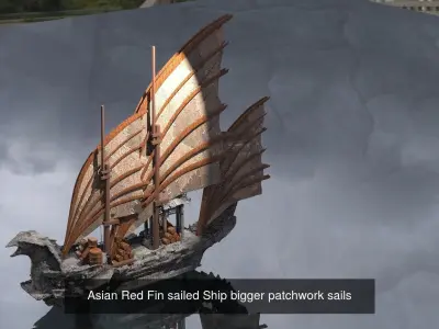 Asian Themed Historical Fantasy Ships 3D Model Pack