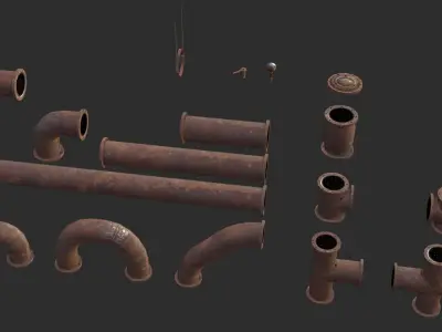 Rusted Pipes Low-poly 3D model
