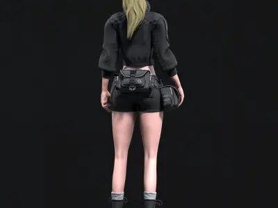 Combat Girl 1 - Game Ready  Low-poly 3D model